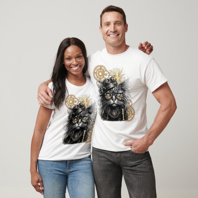 Camiseta Patas Espirituosas O Gato Funky Steampunk  (Unissex)