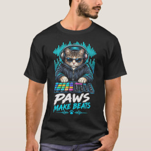 Camiseta Patas Fazem Batidas Engraçado DJ Gato Legal Produt