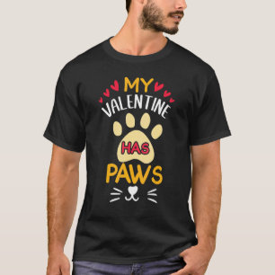 Camiseta Patas Gato Meu Dia dos Namorados Corações Feliz Va