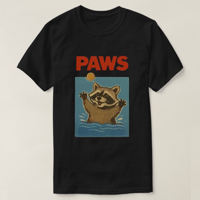 Camiseta Patas Paródia Black guaxinim Perseguindo Rato Assu (Frente do Design)