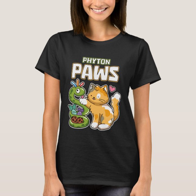 Camiseta Patas Phyton Gato Engraçado Cobra Programação Pyth (Frente)
