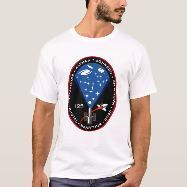 Camiseta Patch de Missão do Telescópio Espacial Hubble STS  (Frente)