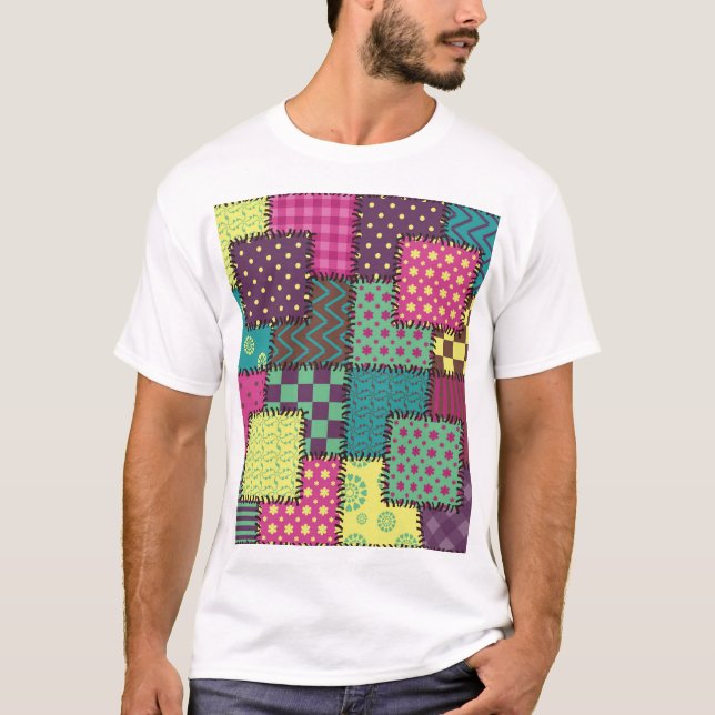 Camiseta Patchwork (Correção): plano de fundo de Padrões di (Frente)
