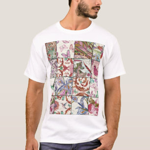 Camiseta Patchwork da Natureza: Chic Seamless Background