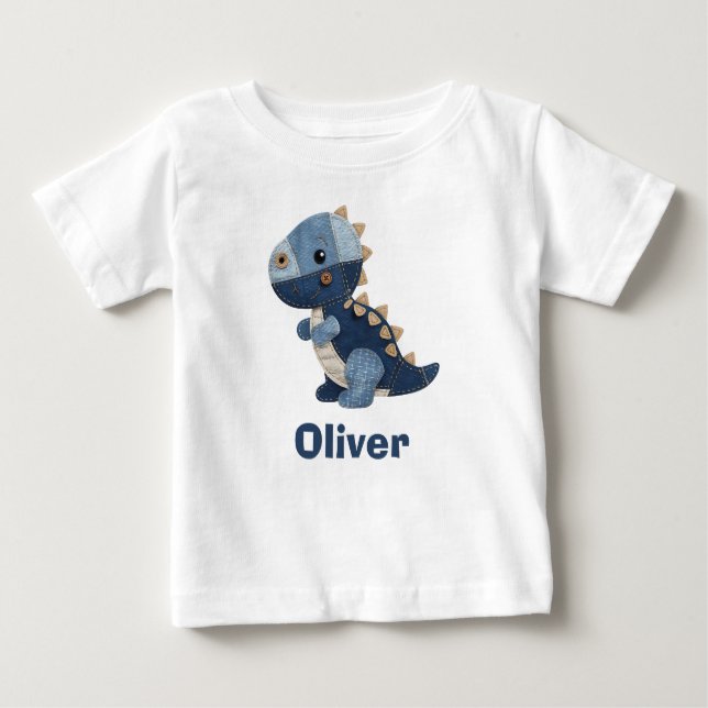 Camiseta Patchwork Denim Baby T-Rex (Frente)