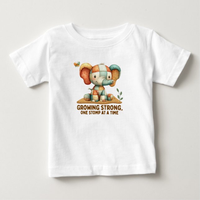 Camiseta Patchwork Elephant “Growing Strong”   (Frente)