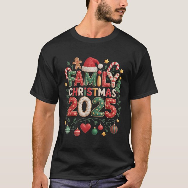 Camiseta Patchwork Family Christmas 2025 Matching (Frente)