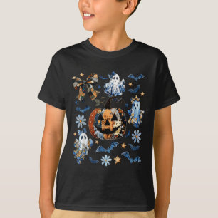 Camiseta Patchwork Floral de Denim Azul Pumpkin Ghost Coque
