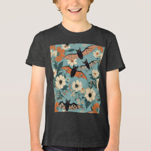 Camiseta Patchwork Floral Halloween Bats & Floween