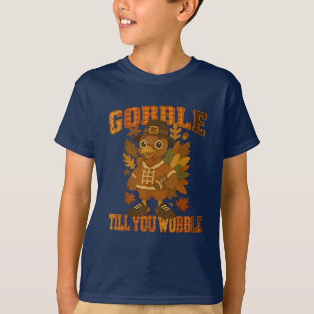 Camiseta Patchwork Gobble até você embaralhar a Turquia (Frente)