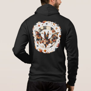 Camiseta Patchwork Halloween Bat nas Colunas do Outono