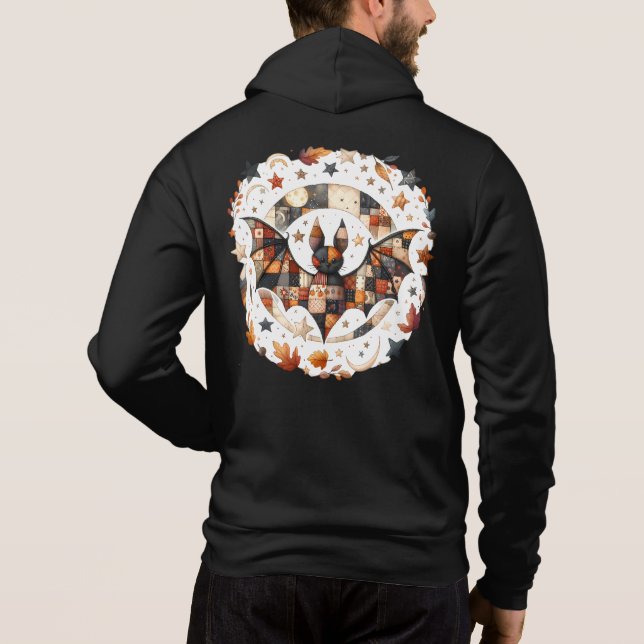 Camiseta Patchwork Halloween Bat nas Colunas do Outono (Verso)