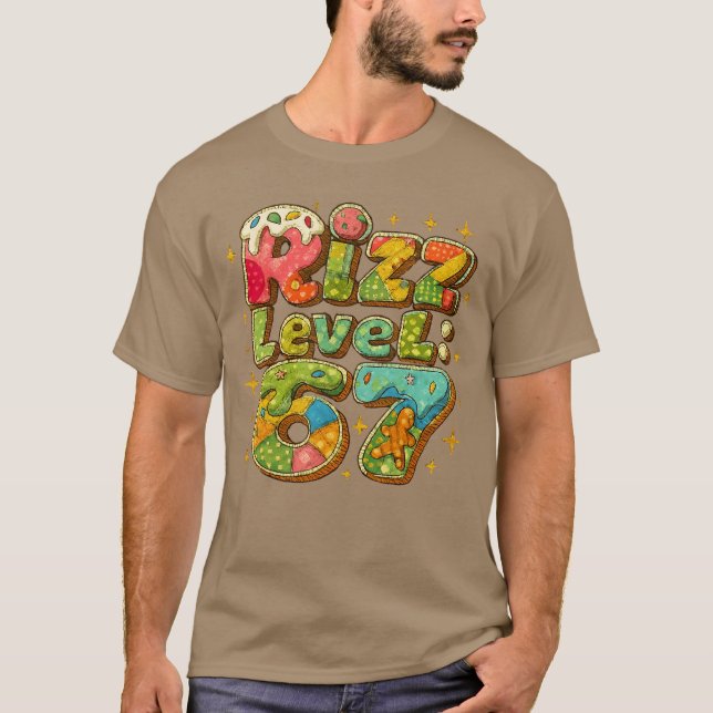 Camiseta Patchwork Rizz Level 67 Funny Gamer Design foreens (Frente)