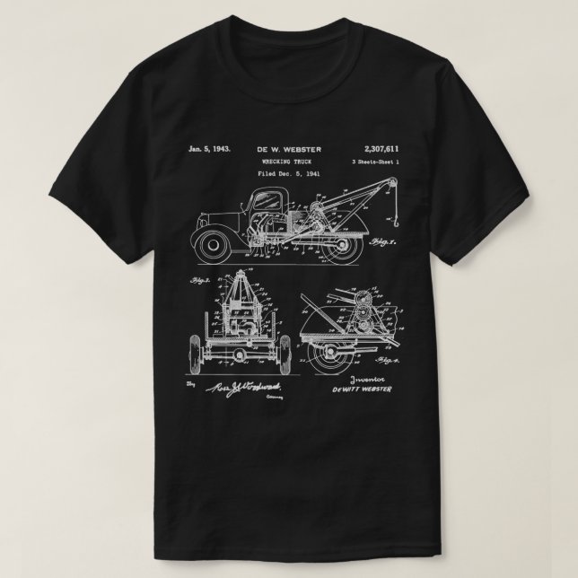 Camiseta Patente de Caminhão em Destruição 1943, presentes  (Frente do Design)