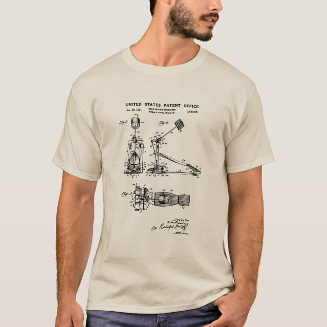 Camiseta Patente dos EUA - Pedal de Tambor (Frente)