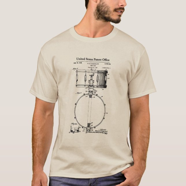 Camiseta Patente dos EUA - Tambor Snare (Frente)