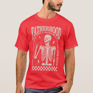 Camiseta Paternidade Divertida Rock Esqueleto Pai Vida Vint