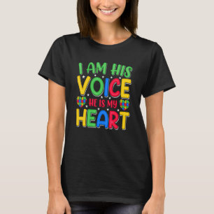 Camiseta Paternidade no Autismo Eu Sou Sua Voz Ele é Meu Co