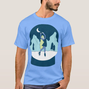 Camiseta Patinação de gelo no globo nevado