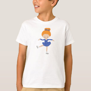Camiseta Patinação na Figura, Garota de Pé-Gelo, Cabelo Lar