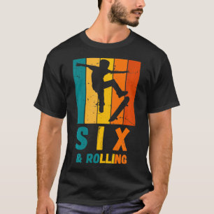 Camiseta Patinador de Crianças de Aniversário de 6 6 Anos B
