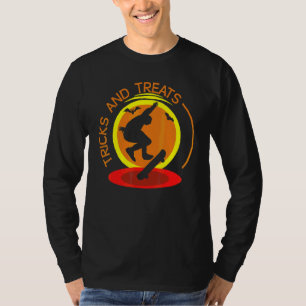 Camiseta Patinador de Halloween Malvado Faz Truques Altos T