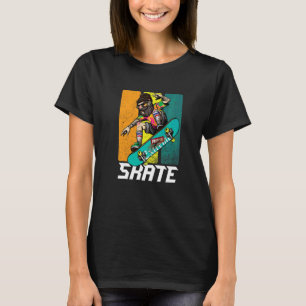 Camiseta Patinador de Longboard Hípster Barbudo Retrô