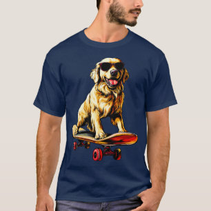 Camiseta Patinador de Retriever de ouro - Cachorro de skate