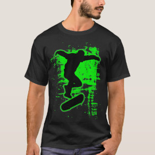 Camiseta Patinador de Skateboard Verde Incrível