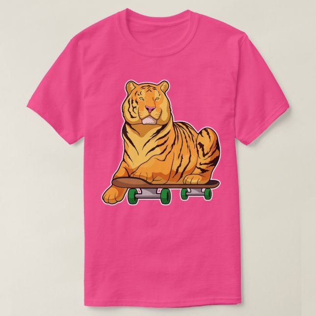Camiseta Patinador de Tigre Skateboard 2 (Frente do Design)