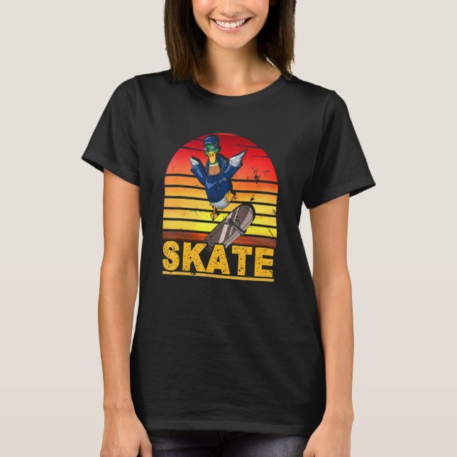 Camiseta Patinador Vintage Duck Goose Skateboard Longb (Frente)