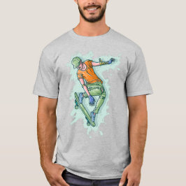 Camiseta Patinador Voador Colorido, Ilustração Divertida