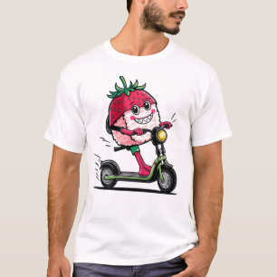 Camiseta Patinete de sushi de morango-kawaii