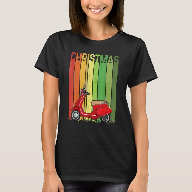 Camiseta Patinetes Retro de Natal Roupas de Natal Combinand (Frente)