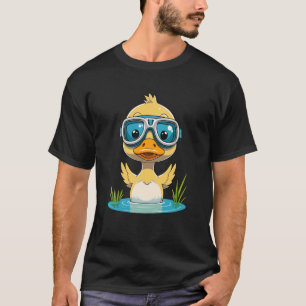 Camiseta Patinho Nadador com Óculos Cartoon de Piscina Fofo