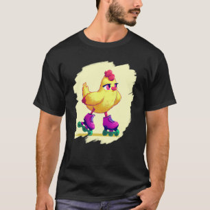 Camiseta Patins de Galinha Fazenda Animal Patinação Patins