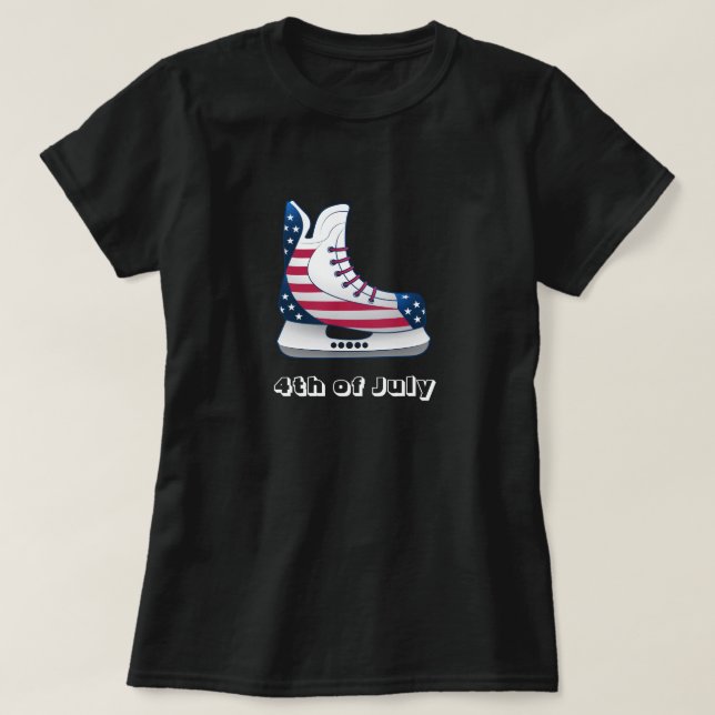 Camiseta Patins de hóquei dos EUA para 4 de julho (Frente do Design)