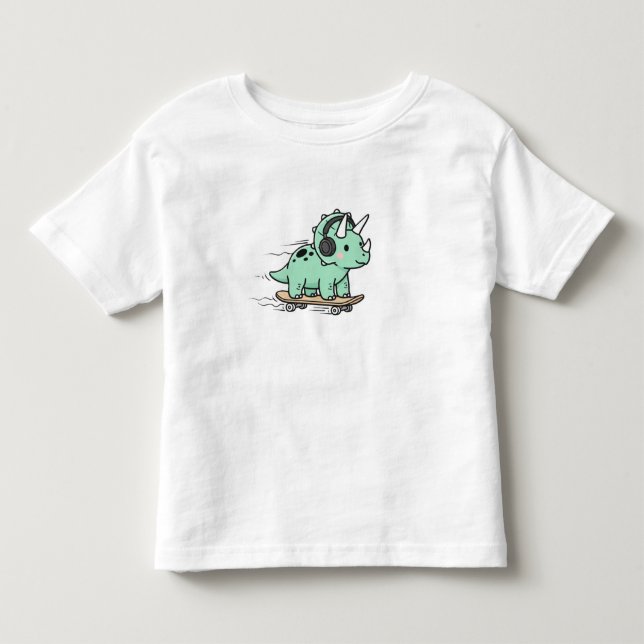 Camiseta patins Triceratops Roller para Crianças (Frente)