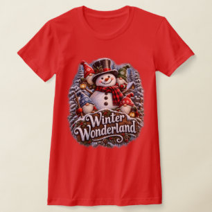 Camiseta Pátio de Inverno Gnomo Boneco de Neve