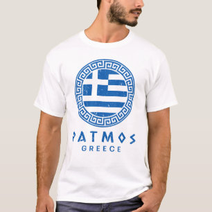 Camiseta Patmos, Design branco de Grécia com dificuldades d