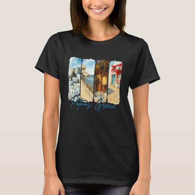 Camiseta Patmos Greece Traveling Trip Brushstroke Souvenir  (Frente)