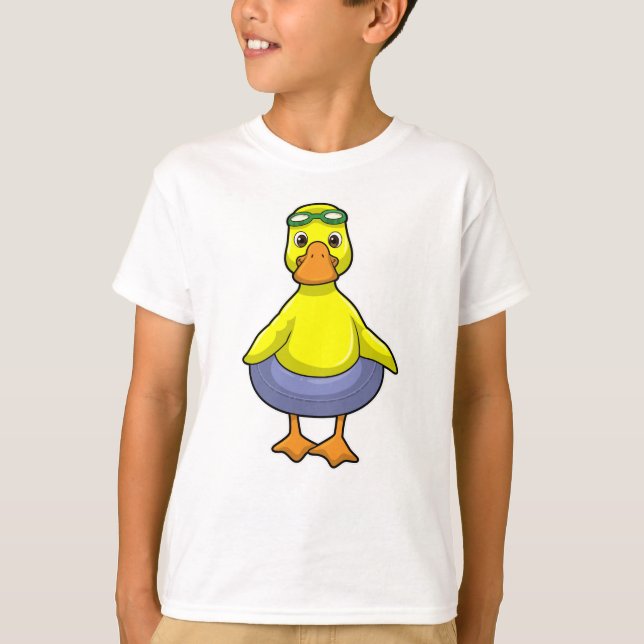 Camiseta Pato a Nadar com anel de Natação (Frente)