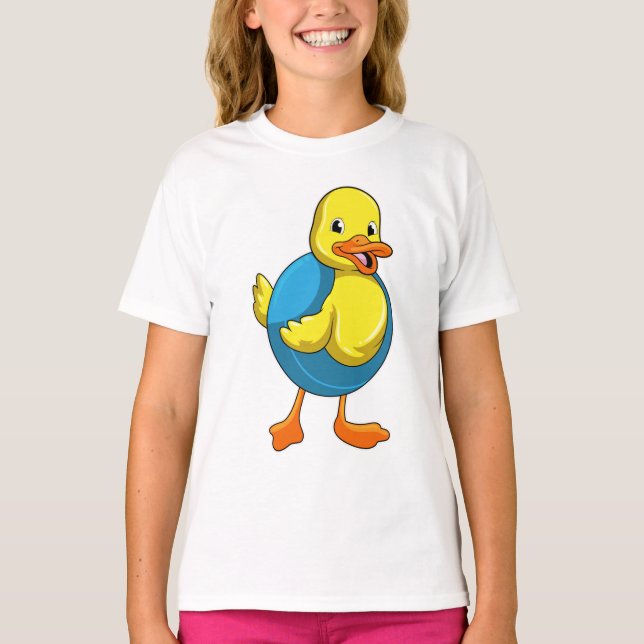 Camiseta Pato a Nadar com anel de Natação (Frente)