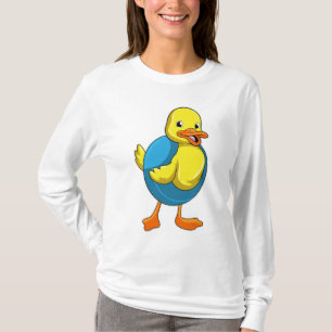 Camiseta Pato a Nadar com anel de Natação