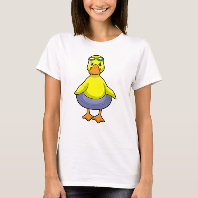 Camiseta Pato a Nadar com anel de Natação (Frente)