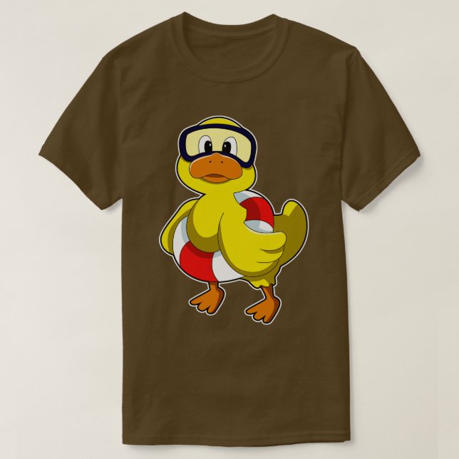 Camiseta Pato a Nadar com óculos de mergulho em anel de Nat (Frente do Design)