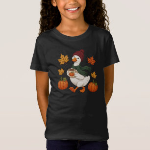 Camiseta Pato Aconchegante de Outono com Café de Abóbora Fo