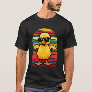 Camiseta Pato Amarelo de Óculos de Sol Retro Pato Divertido