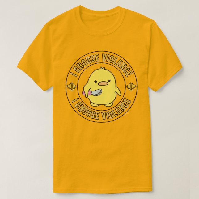 Camiseta Pato Amarelo Engraçado Com Faca (Frente do Design)