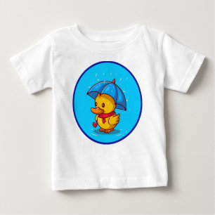 Camiseta Pato Bonito Com Cartografia De Chuva-Guarda-Chuva